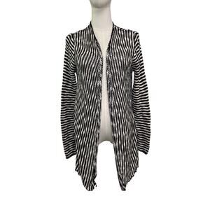 O’Neill Black White Open Front Cardigan Sweater Size S 100% Cotton Boho Drape